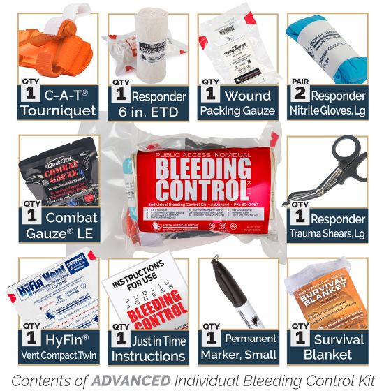 PUBLIC ACCESS INDIVIDUAL BLEEDING CONTROL KIT - VACUUM SEALED