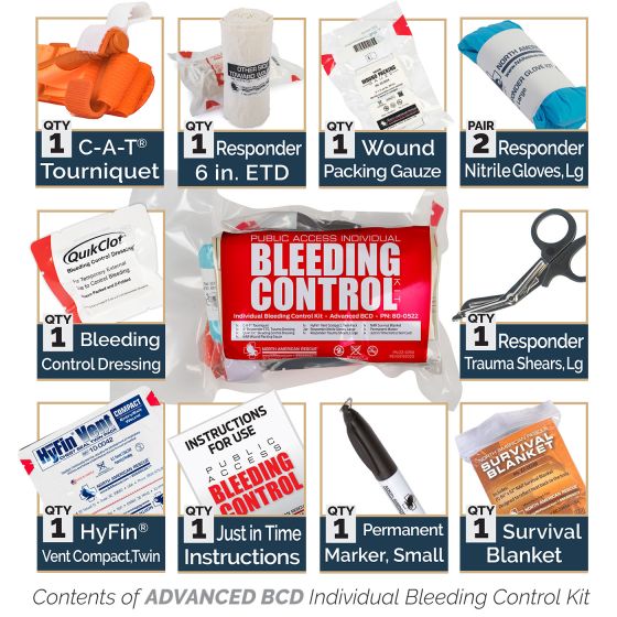 PUBLIC ACCESS INDIVIDUAL BLEEDING CONTROL KIT - VACUUM SEALED