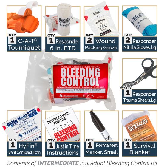 PUBLIC ACCESS INDIVIDUAL BLEEDING CONTROL KIT - VACUUM SEALED