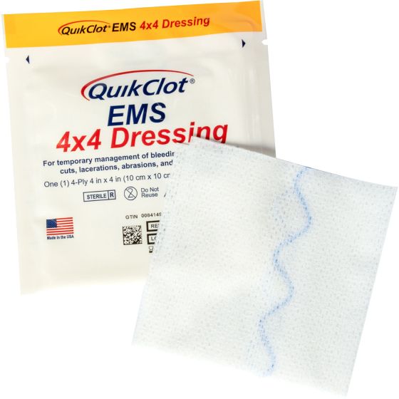 QUIKCLOT EMS 4 X 4 HEMOSTATIC GAUZE