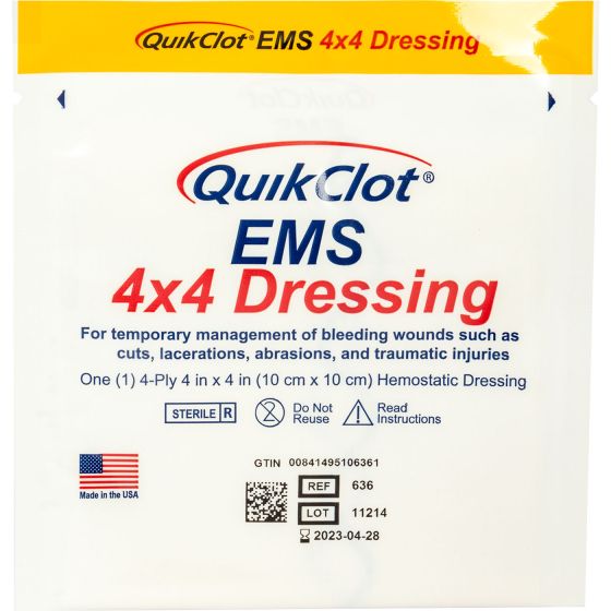 QUIKCLOT EMS 4 X 4 HEMOSTATIC GAUZE